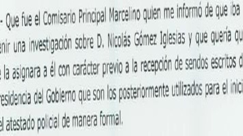 Extracto de la denuncia del ex número dos de la Policía.