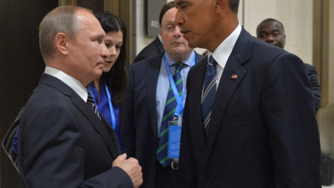 Vladimir Putin y Barack Obama en la última cumbre del G-20 en Hangzhou. - AFP