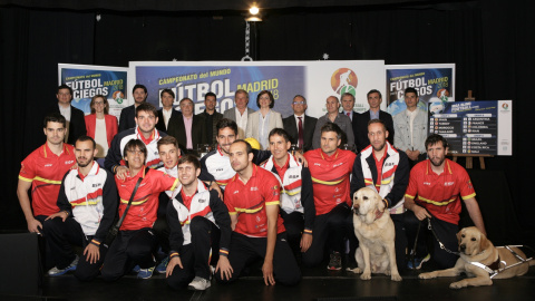 La selección española de fútbol 5 para ciegos en el sorteo del Mundial. PRENSA ONCE La selección española de fútbol 5 para ciegos en el sorteo del Mundial. PRENSA ONCE