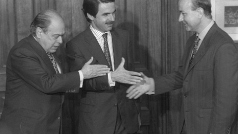 Pujol, Aznar y Duran en 1996 sellando el 'pacto del Majestic' en 1996. Pujol, Aznar y Duran en 1996 sellando el 'pacto del Majestic' en 1996.