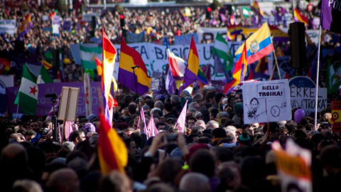 Más de 100.000 personas han participado este sábado en la Marcha del Cambia, convocada por Podemos en Madrid. -JAIRO VARGAS Más de 100.000 personas han participado este sábado en la Marcha del Cambia, convocada por Podemos en Madrid. -JAIRO VARGAS
