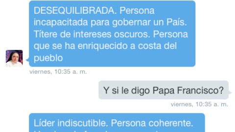 Pantallazo de la conversación con Sor Lucía Caram