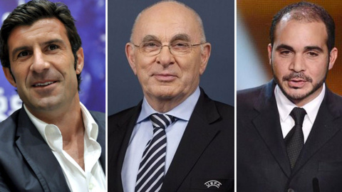 Figo, Van Praag y Al Hussein. Figo, Van Praag y Al Hussein.