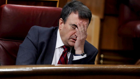 El portavoz del PNV, Aitor Esteban, en el Congreso de los Diputados durante la primera jornada de la sesión de investidura. EFE/Juan Carlos Hidalgo
