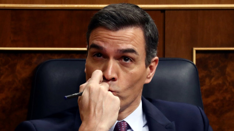 El candidato a presidente del Gobierno, Pedro Sánchez, en el Congreso de los Diputados durante la primera jornada de su investidura como presidente del Gobierno.REUTERS/Sergio Pérez