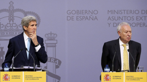 El secretario de Estado de EEUU, John Kerry, y el ministro español de Asuntos Exteriores, José Manuel García-Margallo, durante la rueda de prensa. EFE El secretario de Estado de EEUU, John Kerry, y el ministro español de Asuntos Exteriores, José Manuel García-Margallo, durante la rueda de prensa. EFE