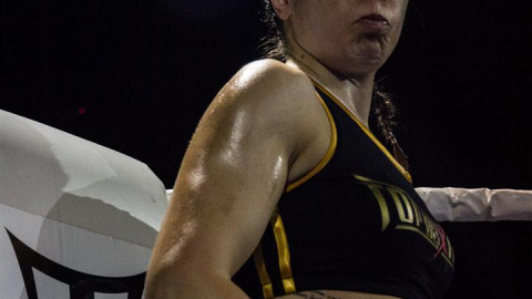 Marta Braña, durante un combate de boxeo.
