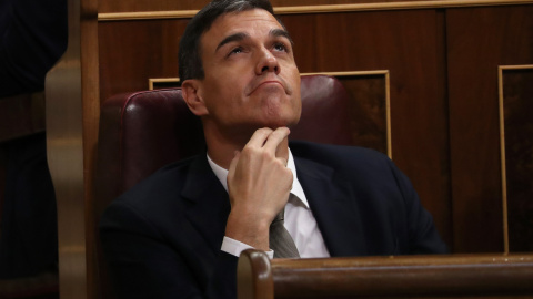 El líder del PSOE, Pedro Sánchez este jueves en el Congreso de los Diputados - REUTERS