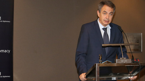El expresidente del Gobierno José Luis Rodríguez Zapatero durante la sesión inaugural del diálogo sobre Cuba organizado por el Institute for Cultural Diplomacy. - ICD