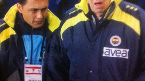 Fotografía de archivo de César Mendiondo junto a Luis Aragonés. Fotografía de archivo de César Mendiondo junto a Luis Aragonés.
