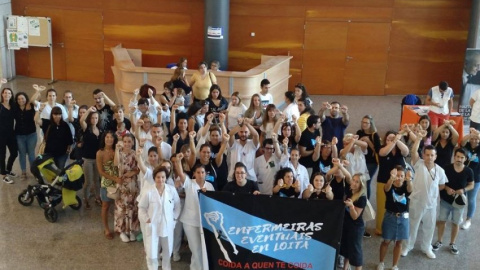 Movilización de enfermeras eventuales en un centro de salud gallego. © Eventuais en Loita Movilización de enfermeras eventuales en un centro de salud gallego. © Eventuais en Loita