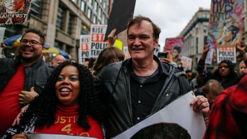 Quentin Tarantino durante la protesta.- EUROPA PRESS Quentin Tarantino durante la protesta.- EUROPA PRESS