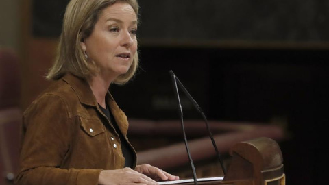La diputada de Coalición Canaria (CC), Ana Oramas, durante su intervención en la sesión de la tarde de la segunda jornada del debate de investidura del candidato del PP, Mariano Rajoy, hoy en el Congreso. EFE/Ballesteros