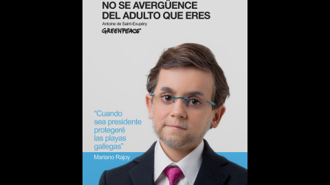 El cartel elaborado por Greenpeace del candidato del PP, Mariano Rajoy. GREENPEACE