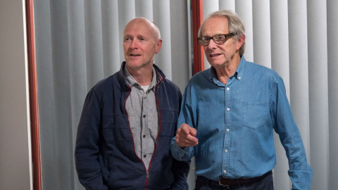 Paul Laverty con Ken Loach, en el rodaje Paul Laverty con Ken Loach, en el rodaje