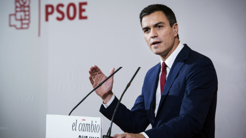 El secretario general del PSOE, Pedro Sánchez, durante el acto en el que ha dado a conocer su propuesta de reforma de la Constitución. EFE/Luca Piergiovanni El secretario general del PSOE, Pedro Sánchez, durante el acto en el que ha dado a conocer su propuesta de reforma de la Constitución. EFE/Luca Piergiovanni