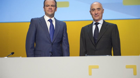 El consejero delegado de Ferrovial, Iñigo Meirás, y el presidente, Rafael del Pino, en la junta de accionistas de la compañía. E.P, El consejero delegado de Ferrovial, Iñigo Meirás, y el presidente, Rafael del Pino, en la junta de accionistas de la compañía. E.P,