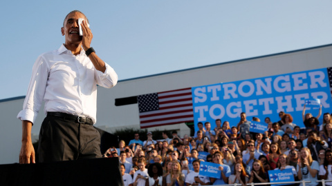 El presidente de Estados Unidos, Barack Obama, durante un mitín del Partido Demócrata en Carolina del Norte. REUTERS/Jonathan Ernst El presidente de Estados Unidos, Barack Obama, durante un mitín del Partido Demócrata en Carolina del Norte. REUTERS/Jonathan Ernst