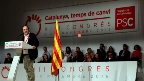 El líder del PSC, Miquel Iceta, durante la primera jornada del congreso de los socialistas catalanes que se celebra este fin de semana en Barcelona. / EFE