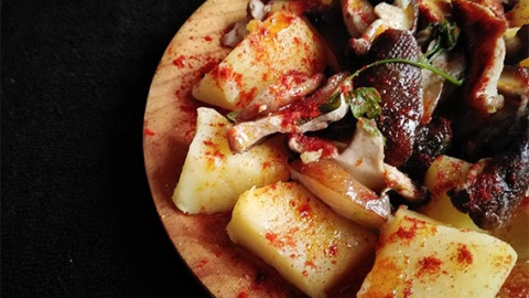 Shiitake a feira o pulpo vegano. Pato Confinado. Pulpo vegano o shiitake a feira