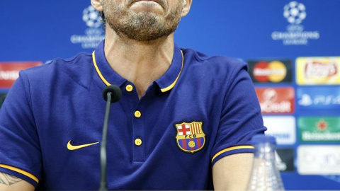 El entrenador del FC Barcelona, Luis Enrique, durante la rueda de prensa previa al partido contra el BATE. /EFE El entrenador del FC Barcelona, Luis Enrique, durante la rueda de prensa previa al partido contra el BATE. /EFE