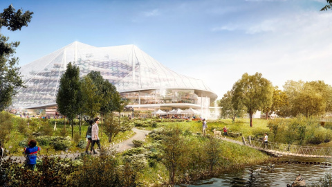 Un conjunto de marquesinas translúcidas cubrirán los edificios, lo que permite obtener un montón de luz natural. Las marquesinas permitirán también liberar a los edificios de "limitaciones arquitectónicas tradicionales como paredes, ventana