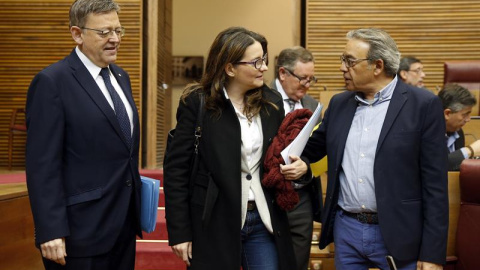 El president de la Generalitat, Ximo Puig y la vicepresidenta, Mónica Oltra, durante la sesión de control al Govern de la Generalitat en el pleno de Les Corts. EFE/Kai Försterling El president de la Generalitat, Ximo Puig y la vicepresidenta, Mónica Oltra, durante la sesión de control al Govern de la Generalitat en el pleno de Les Corts. EFE/Kai Försterling