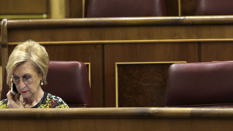 La portavoz de UPyD en el Congreso, Rosa Díez, en su escaño en el Congreso de los Diputados. EFE/ZIPI La portavoz de UPyD en el Congreso, Rosa Díez, en su escaño en el Congreso de los Diputados. EFE/ZIPI
