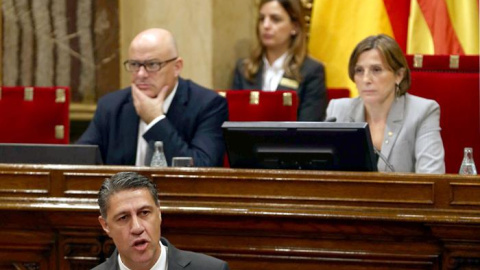 El diputado del PPC, Xavier García Albiol, durante su intervención ante el pleno del Parlament./ EFE El diputado del PPC, Xavier García Albiol, durante su intervención ante el pleno del Parlament./ EFE