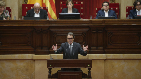 Artur Mas, durante su intervención de este jueves./ REUTERS Artur Mas, durante su intervención de este jueves./ REUTERS