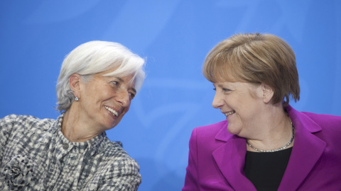 La directora gerente del FMI, Christine Lagarde, junto a la canciller alemana, Angela Merkel. - REUTERS La directora gerente del FMI, Christine Lagarde, junto a la canciller alemana, Angela Merkel. - REUTERS