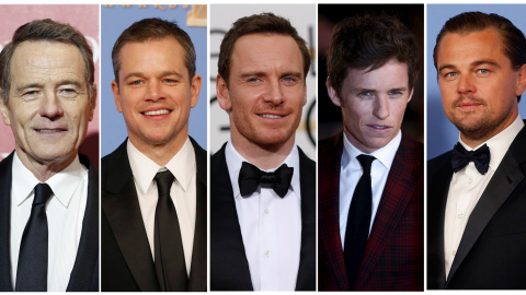 Los actores candidatos a Oscar 2016 como protagonista, de izquierda a derecha: Bryan Cranston, Matt Damon, Michael Fassbender, Eddie Redmayne, y Leonardo DiCaprio. REUTERS Los actores candidatos a Oscar 2016 como protagonista, de izquierda a derecha: Bryan Cranston, Matt Damon, Michael Fassbender, Eddie Redmayne, y Leonardo DiCaprio. REUTERS