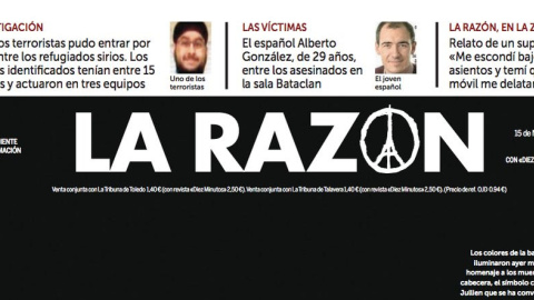 La imagen del periodista canadiense, en la portada de 'La Razón'. La imagen del periodista canadiense, en la portada de 'La Razón'.