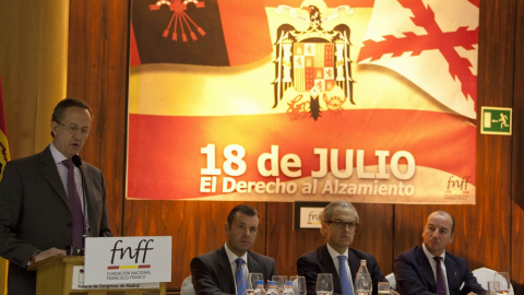 Jaime Alonso, vicepresidente de la Fundación Francisco Franco, durante un acto por el derecho al alzamiento militar del 18 de julio de 1936.- FUNDACIÓN FRANCISCO FRANCO Jaime Alonso, vicepresidente de la Fundación Francisco Franco, durante un acto por el derecho al alzamiento militar del 18 de julio de 1936.- FUNDACIÓN FRANCISCO FRANCO