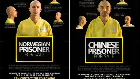 Imagen difundida por el Estado Islámico de los rehenes. Imagen difundida por el Estado Islámico de los rehenes.