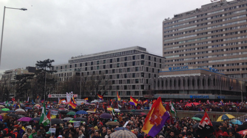 Concentración en la madrileña Plaza de Colón de las Marchas de la Dignidad. C.G.M.
