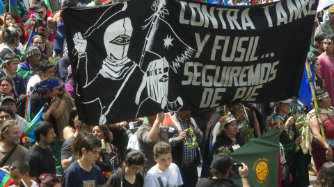 Protesta del pueblo mapuche en Santiago de Chile, octubre de 2014. - AFP Protesta del pueblo mapuche en Santiago de Chile, octubre de 2014. - AFP
