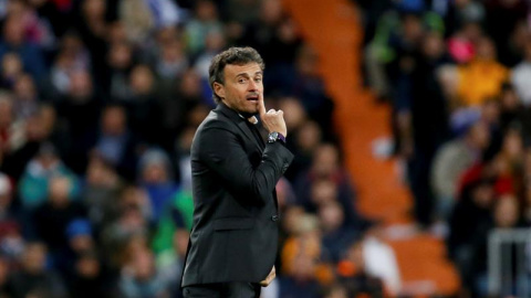 Luis Enrique, en un momento del partido ante el Madrid. EFE/JuanJo Martín