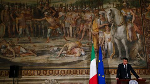 El primer ministro italiano, Matteo Renzi durante su discurso 'Una respuesta al terror', Roma. REUTERS/Tony Gentile