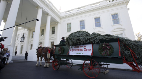 Llegada del árbol oficial de Navidad a la Casa Blanca procedente de Pensilvania. REUTERS/Joshua Roberts