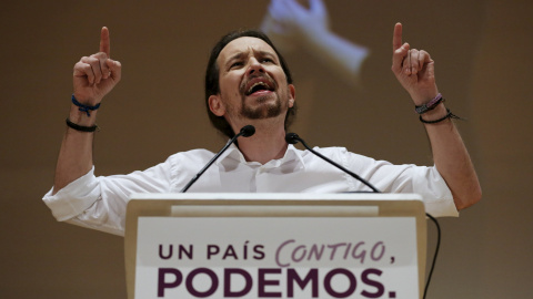 El líder de Podemos, Pablo Iglesias, durante el acto de campaña en Cádiz.- REUTERS