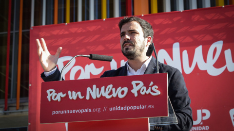 Alberto Garzón en el mitín de Alcalá de Henares. Alberto Garzón en el mitín de Alcalá de Henares.
