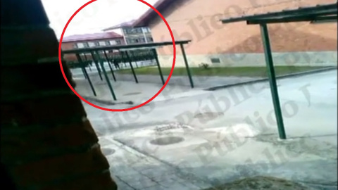 Captura el vídeo en la que se aprecia al Regimiento de Cazadores de Montaña 'América' 66 en formación en el patio de su acuartelamiento. PÚBLICO