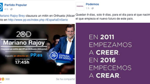 Acciones de campaña de PP y de Podemos en Facebook. Acciones de campaña de PP y de Podemos en Facebook.