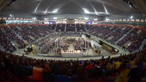 Imagen del Mitin de Podemos celebrado en la Caja Mágica de Madrid. Foto: Dani Gago, Podemos.