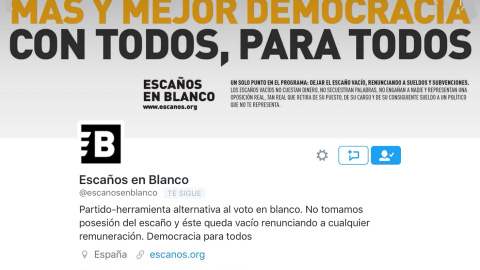 Perfil en Twitter de Escaños en Blanco. Perfil en Twitter de Escaños en Blanco.