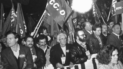 Agustín Moreno, primero por la izquierda, durante la manifestación del 14D Agustín Moreno, primero por la izquierda, durante la manifestación del 14D