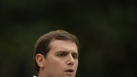 El candidato de Ciudadanos a la Presidencia del Gobierno, Albert Rivera, durante su intervención en el acto político que se ha celebrado en la plaza de Pombo de Santander, con motivo de la campaña electoral. REUTERS/Vincent West