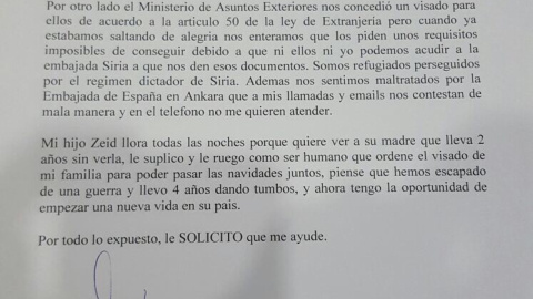 La carta enviada por Osama Abdul Mohsen a Rajoy.