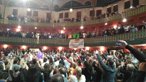 Lleno a reventar en el acto electoral de Podemos en Murcia./ A.L.M